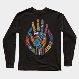 Mosaic Pattern Hand Long Sleeve T-Shirt